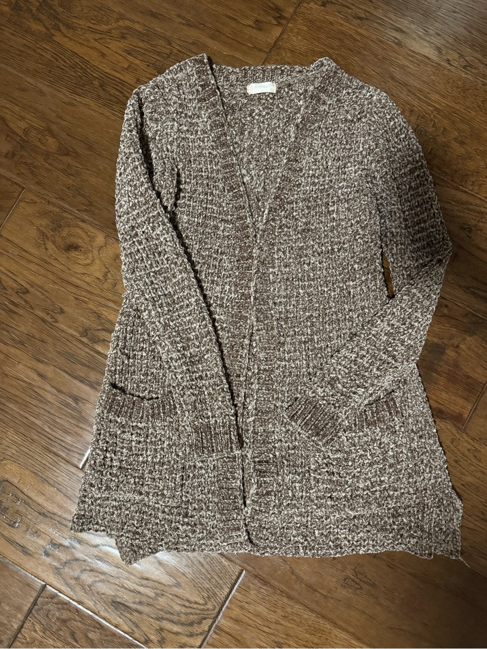 Altar'd State Marled Brown Open-Front Knit Cardigan